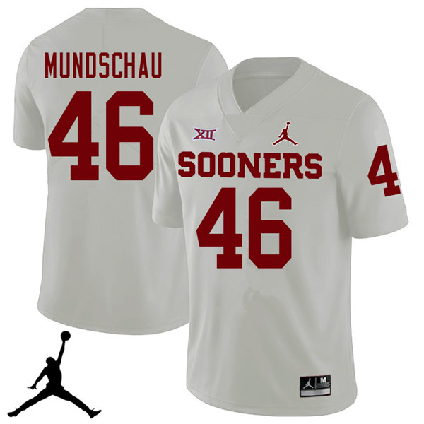 Jordan Brand Men #46 Reeves Mundschau Oklahoma Sooners 2018 College Football Jerseys Sale-White